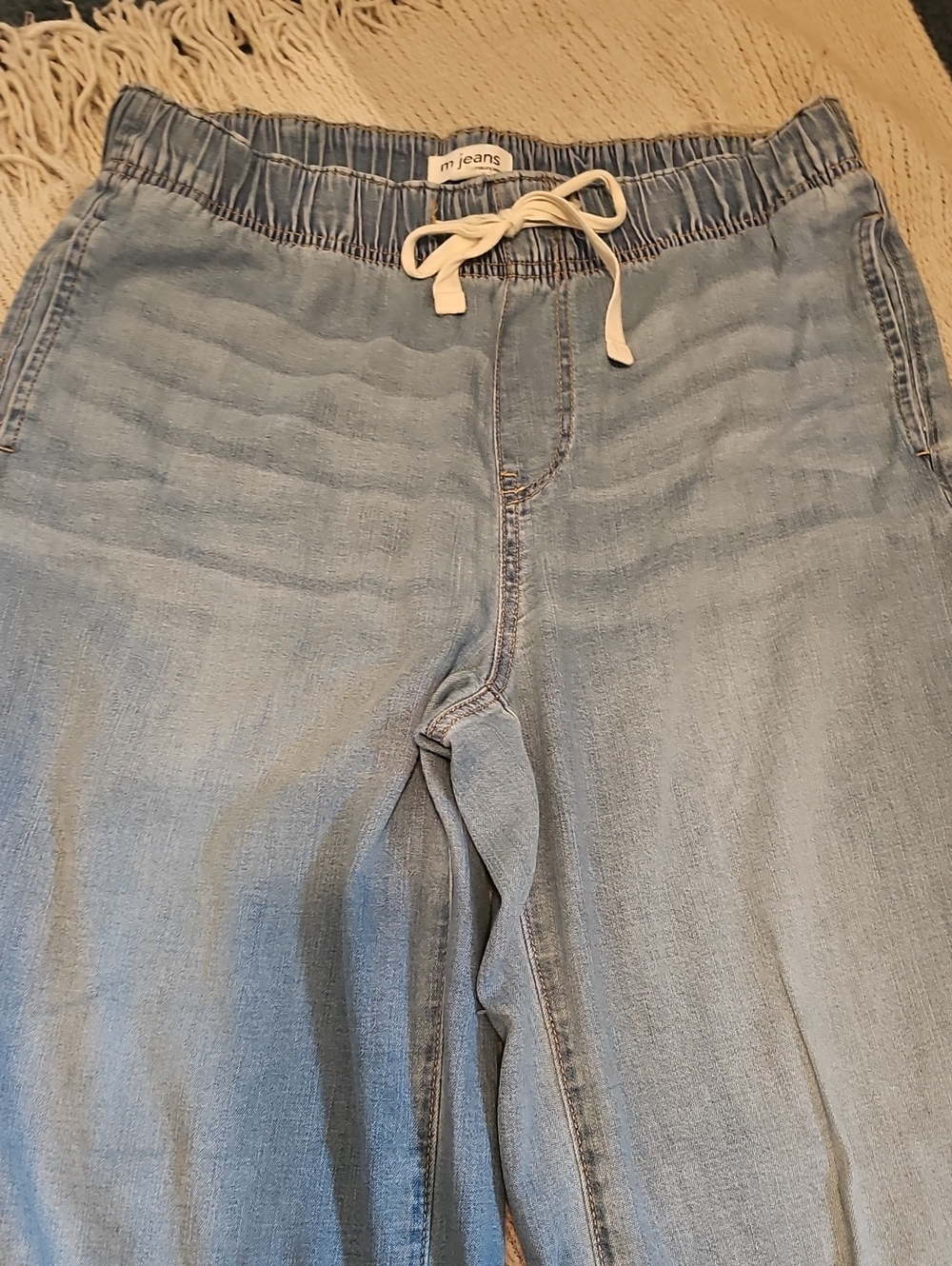 Women's Light Blue Drawstring Jeans